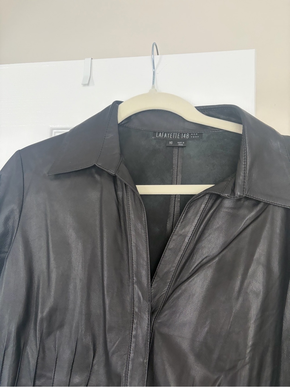 Leather fitted shirt jacket
